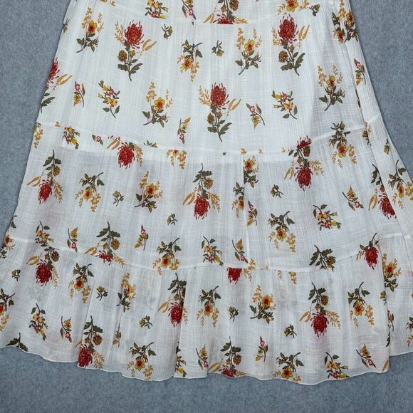 J Gee Fall Floral Tiered Maxi Skirt Sz M Cream Fairy Boho Coquette Festival - Picture 12 of 16
